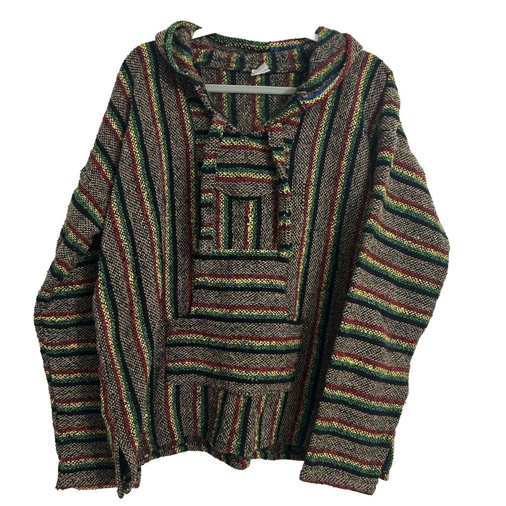 El Paso Saddle & Blanket Co Baja Hoodie Red Brown Stripe L